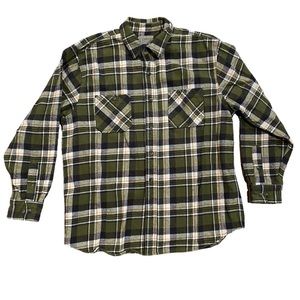 CE Schmidt Workwear Shirt Mens XL Plaid Button Up Wool Blend Flannel Green White